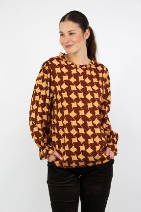 Bluse mit Grafikmuster - Braun/Beige