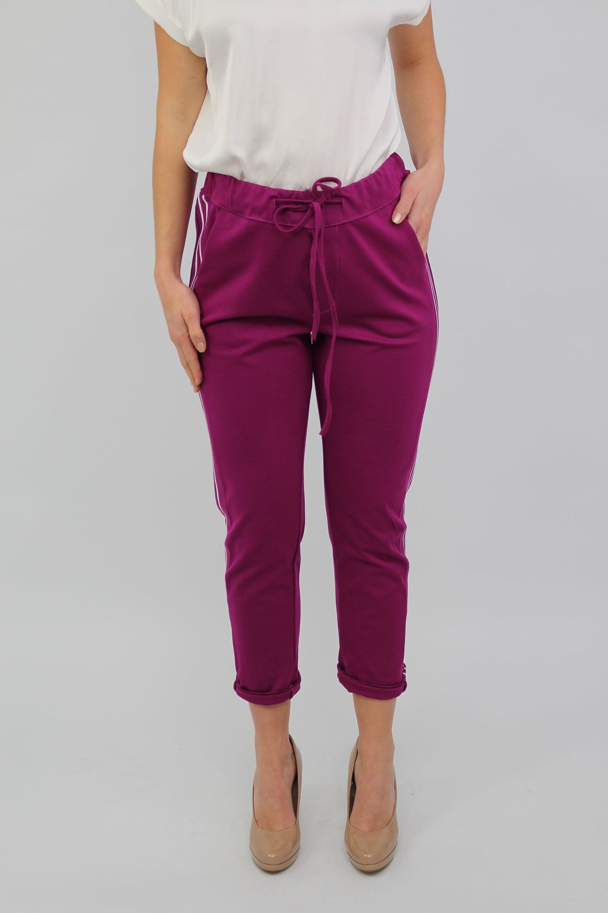 Joggpants "Casual" mit Streifen - Beere