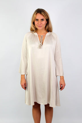Seidenkleid mit Kordel - Beige