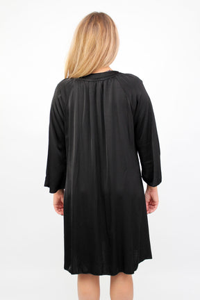 Seidenkleid mit Kordel - Schwarz