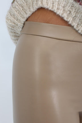 Vegane Leder Leggings - Beige