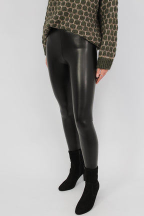 Vegane Leder Leggings - Schwarz