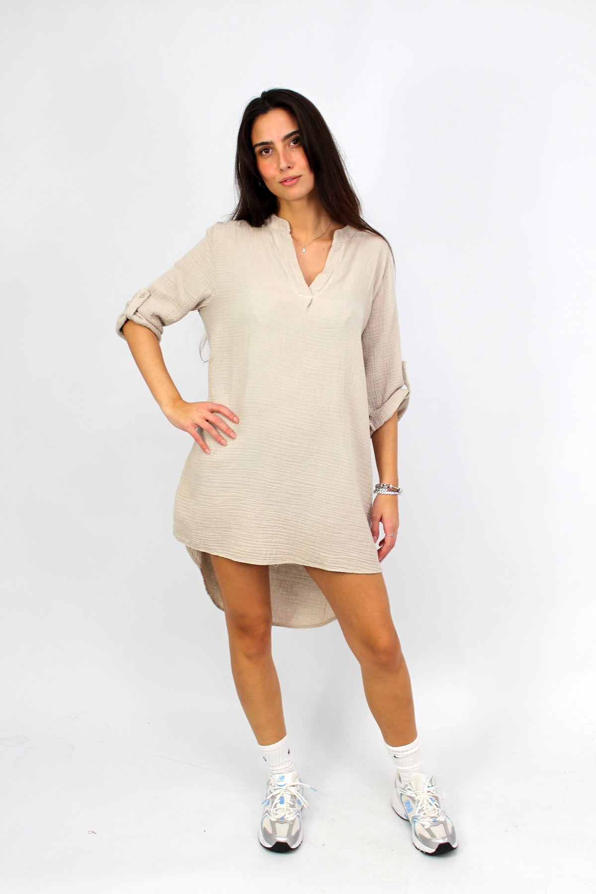 Musselin Kleid - Beige