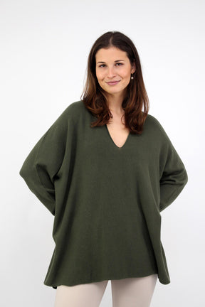 Pullover mit V-Ausschnitt - Khaki