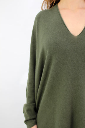 Pullover mit V-Ausschnitt - Khaki