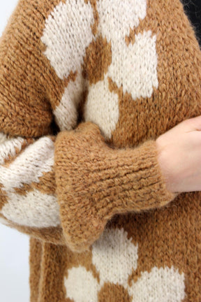 Strickjacke "Flower" - Camel