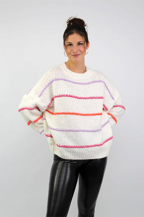 Pullover mit Streifen "Bunt" - Wollweiß