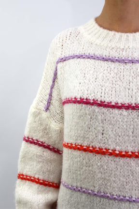 Pullover mit Streifen "Bunt" - Wollweiß