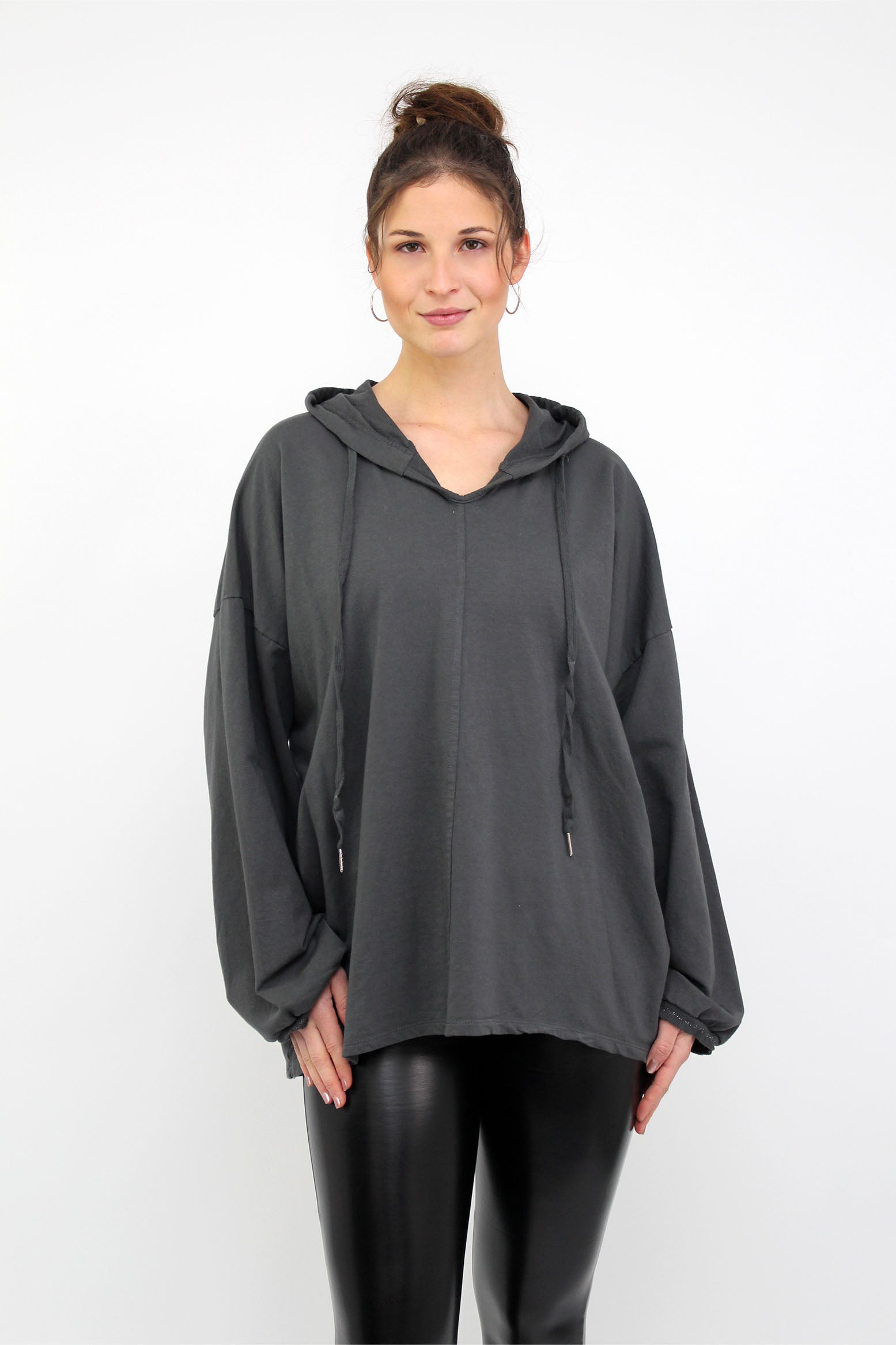 Sweatpullover mit Kapuze - Grau