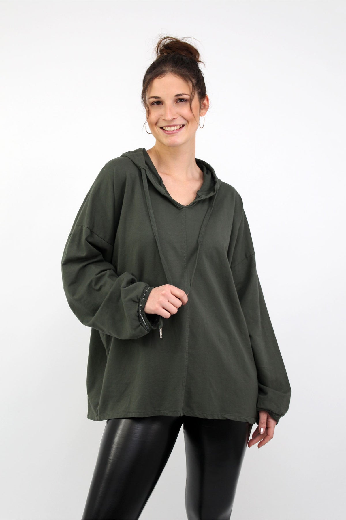 Sweatpullover mit Kapuze - Khaki
