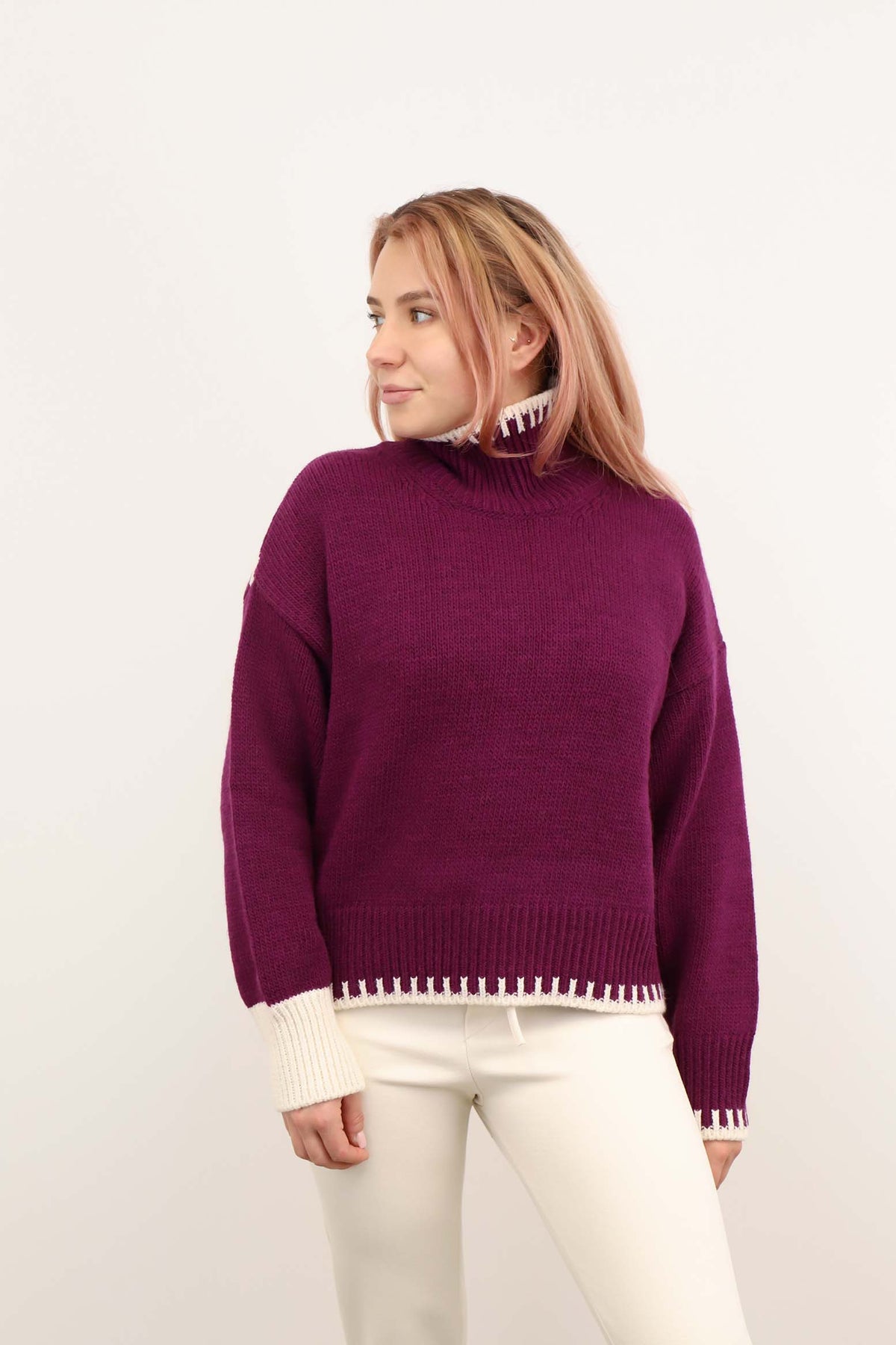 Pullover "Stehkragen" - Beere
