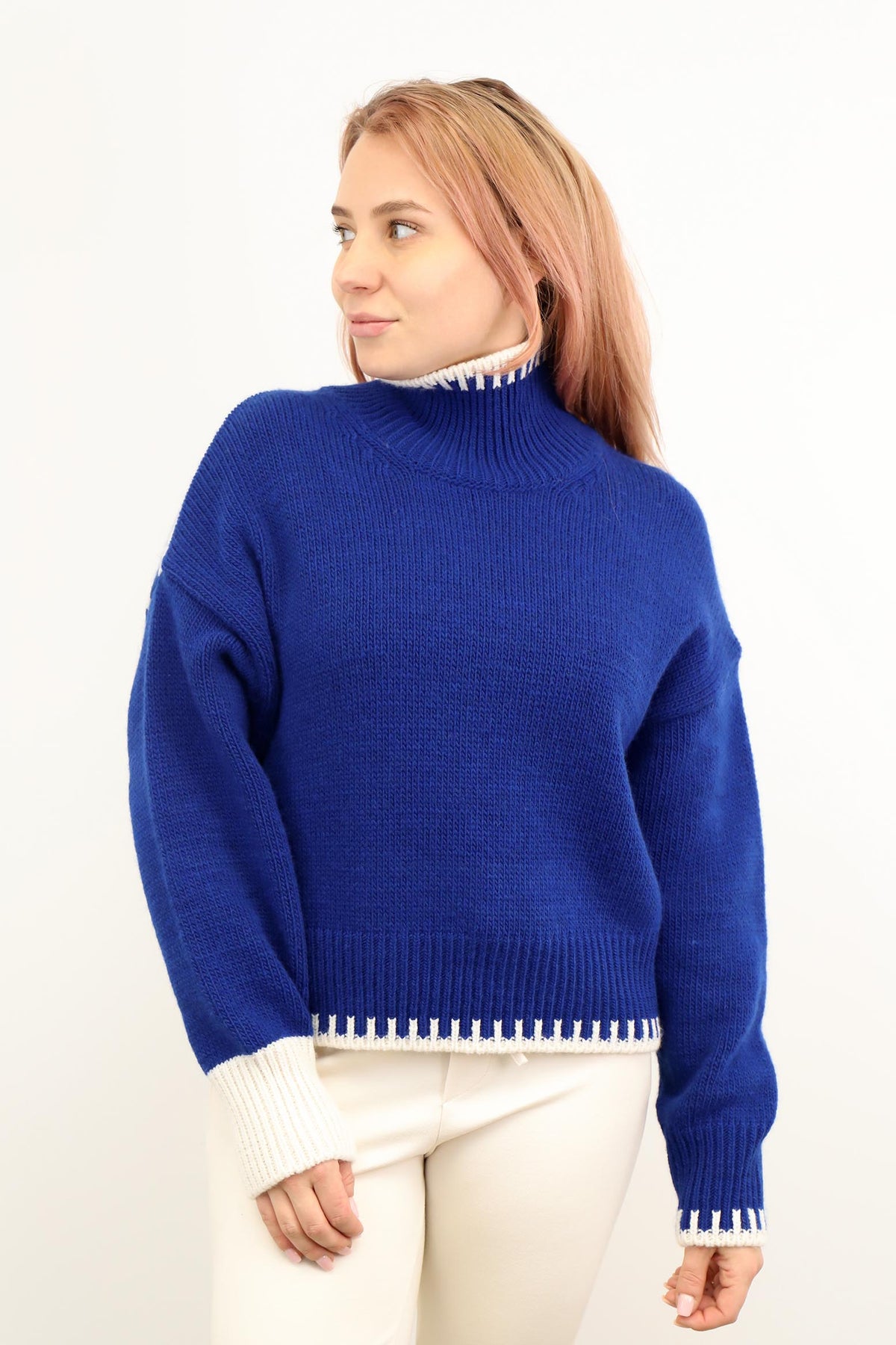 Pullover "Stehkragen" - Blau
