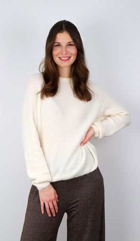 Strickpullover aus Alpaka und Wolle - Wollweiß