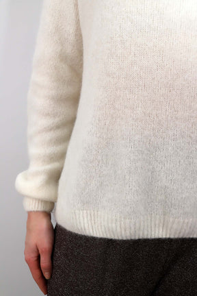Strickpullover aus Alpaka und Wolle - Wollweiß