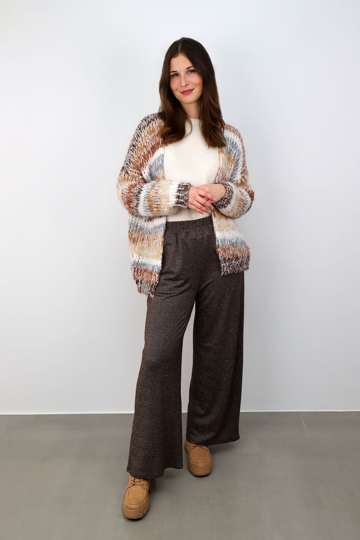 Strickjacke Mutligarn  - Beige/Braun