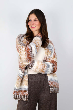 Strickjacke Mutligarn  - Beige/Braun