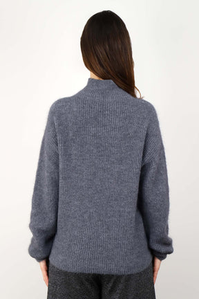 Rippstrick-Pullover aus Alpaka und Wolle - Dunkelgrau