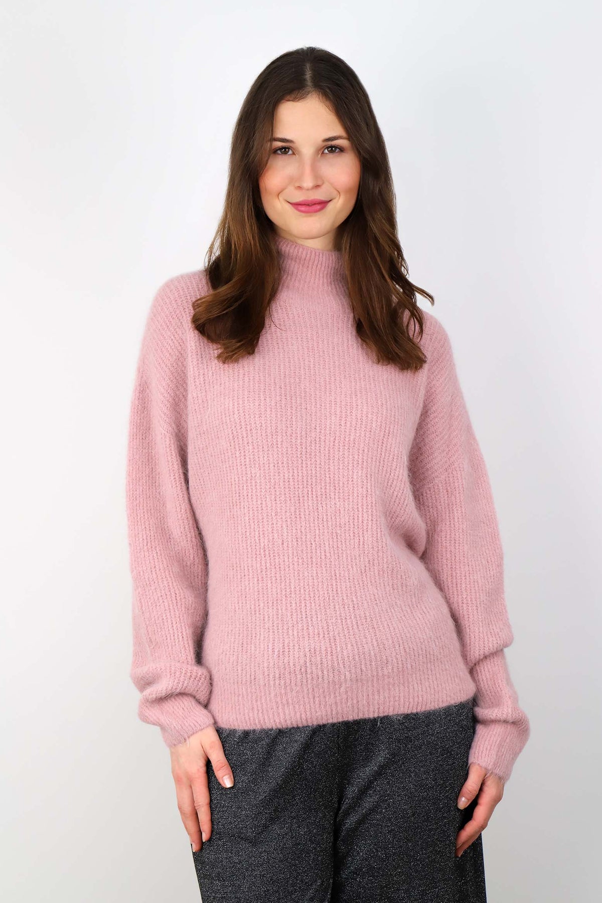 Rippstrick-Pullover aus Alpaka und Wolle - Rosa