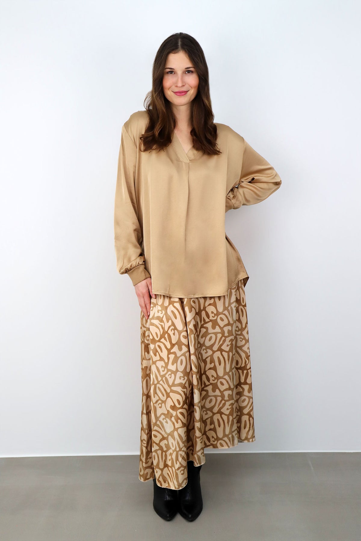 Seiden-Bluse - Camel