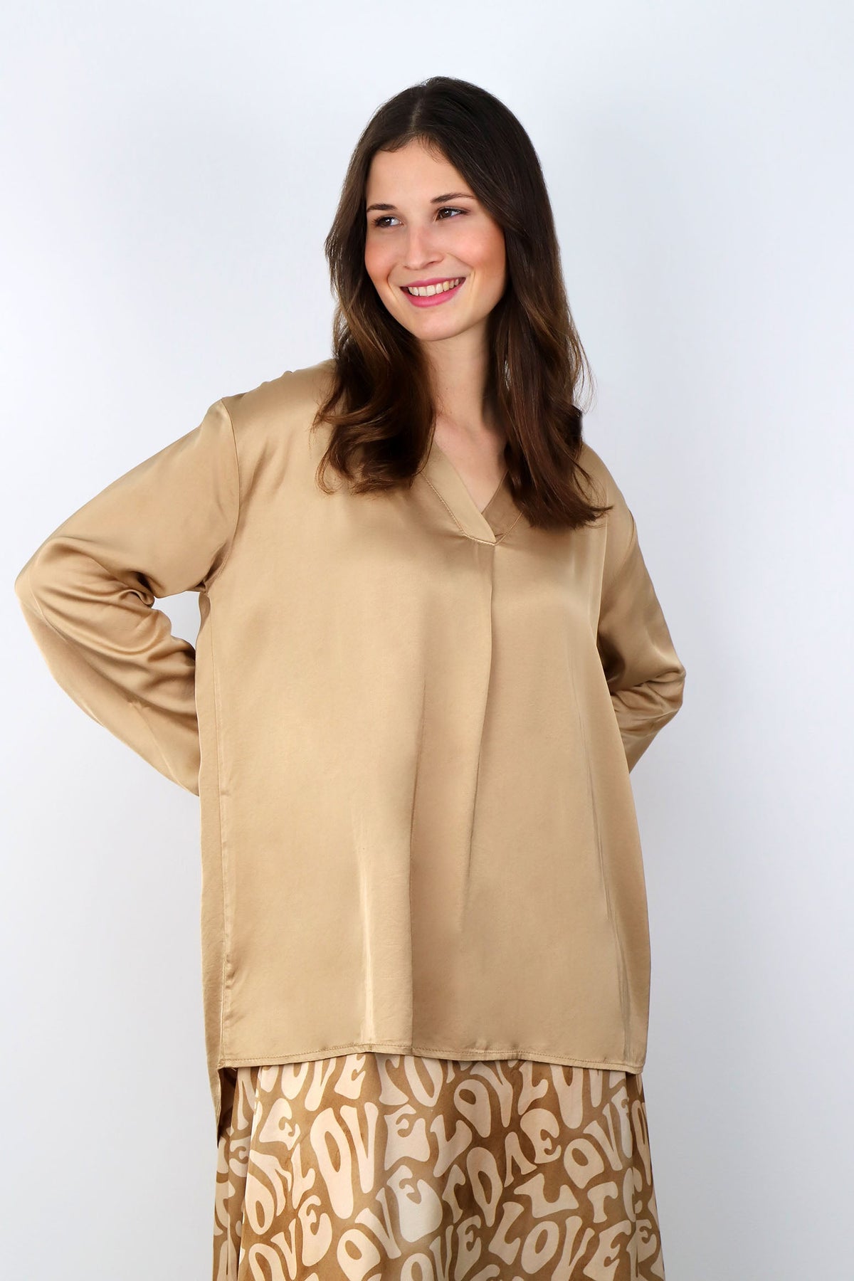Seiden-Bluse - Camel