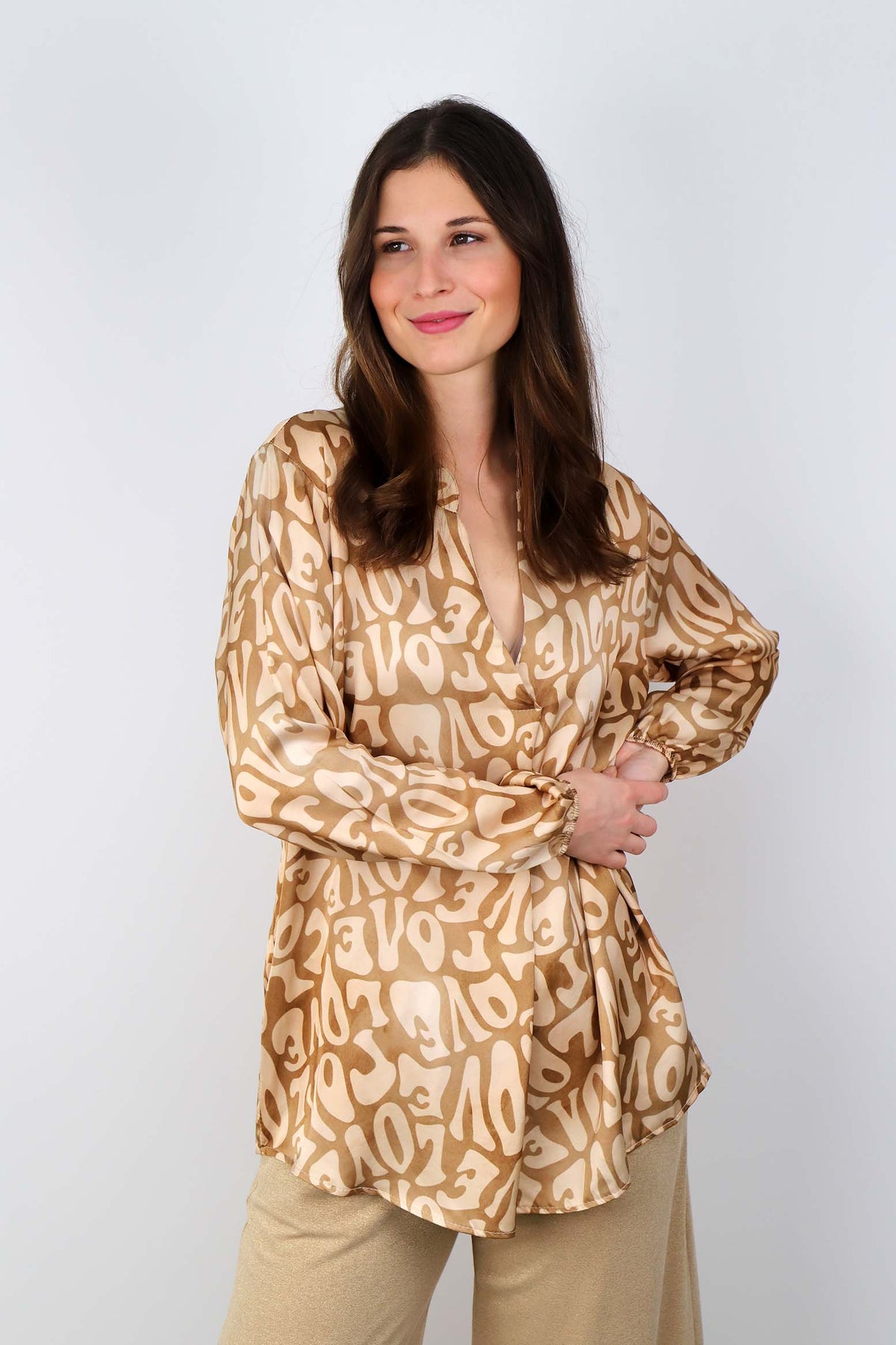 Bluse "Love" - Beige