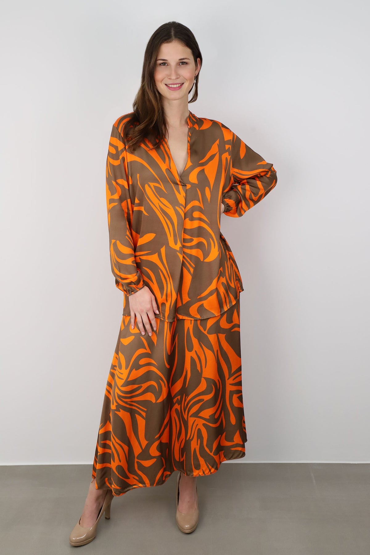 Bluse "Grafik" - Camel