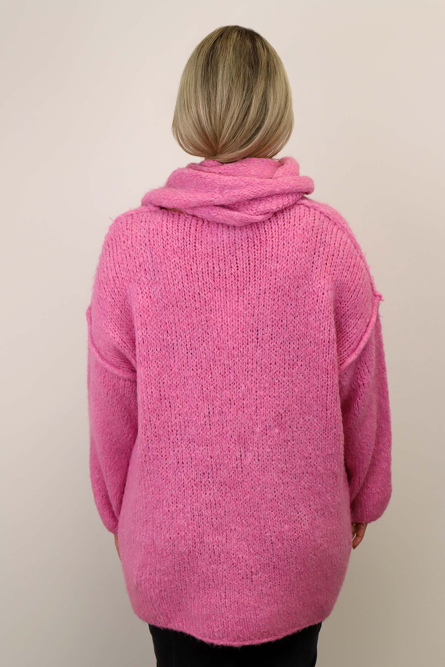Pullover "Oversize" mit Schal - Pink