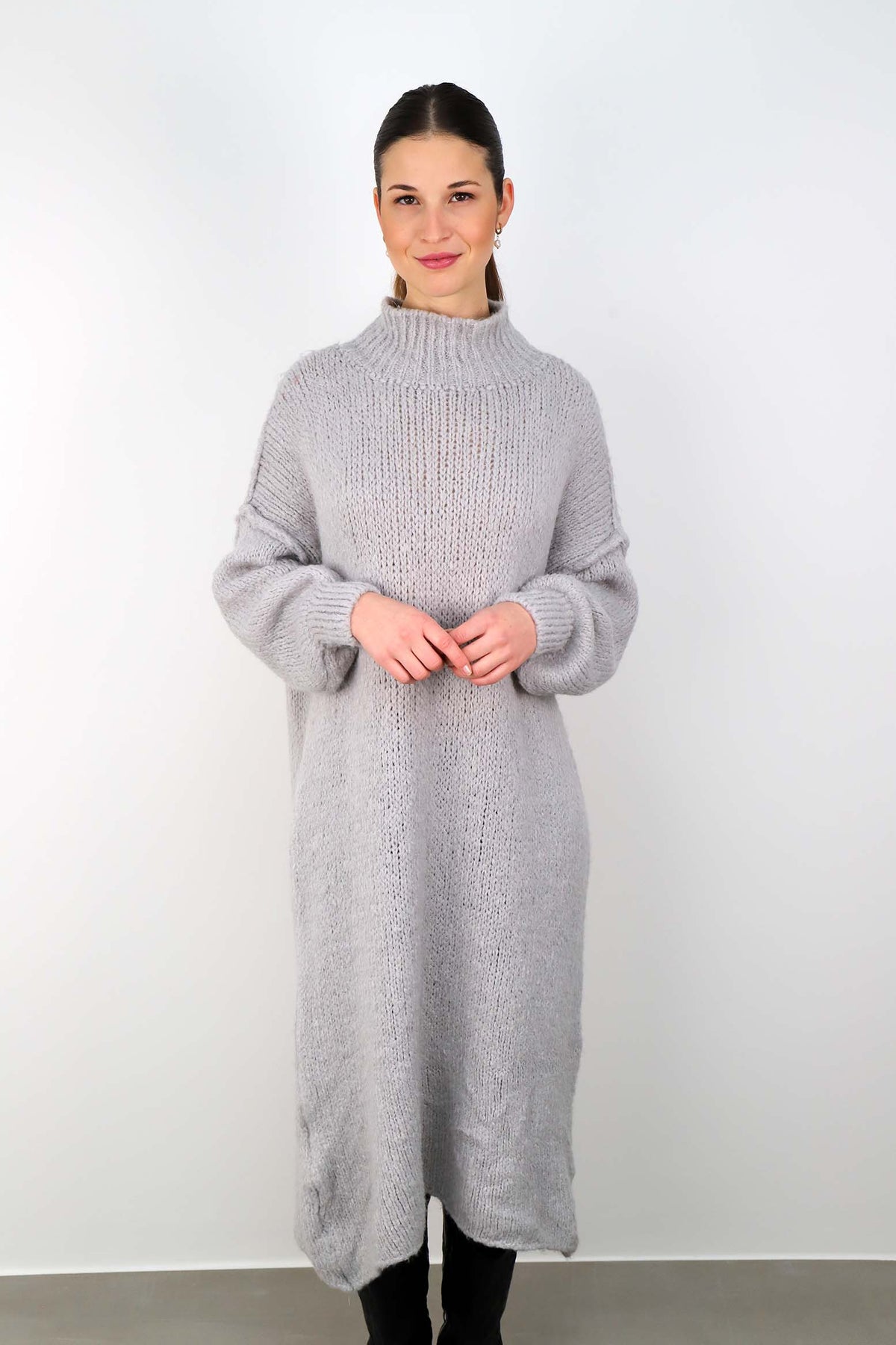 Strickkleid "Naht" - Grau