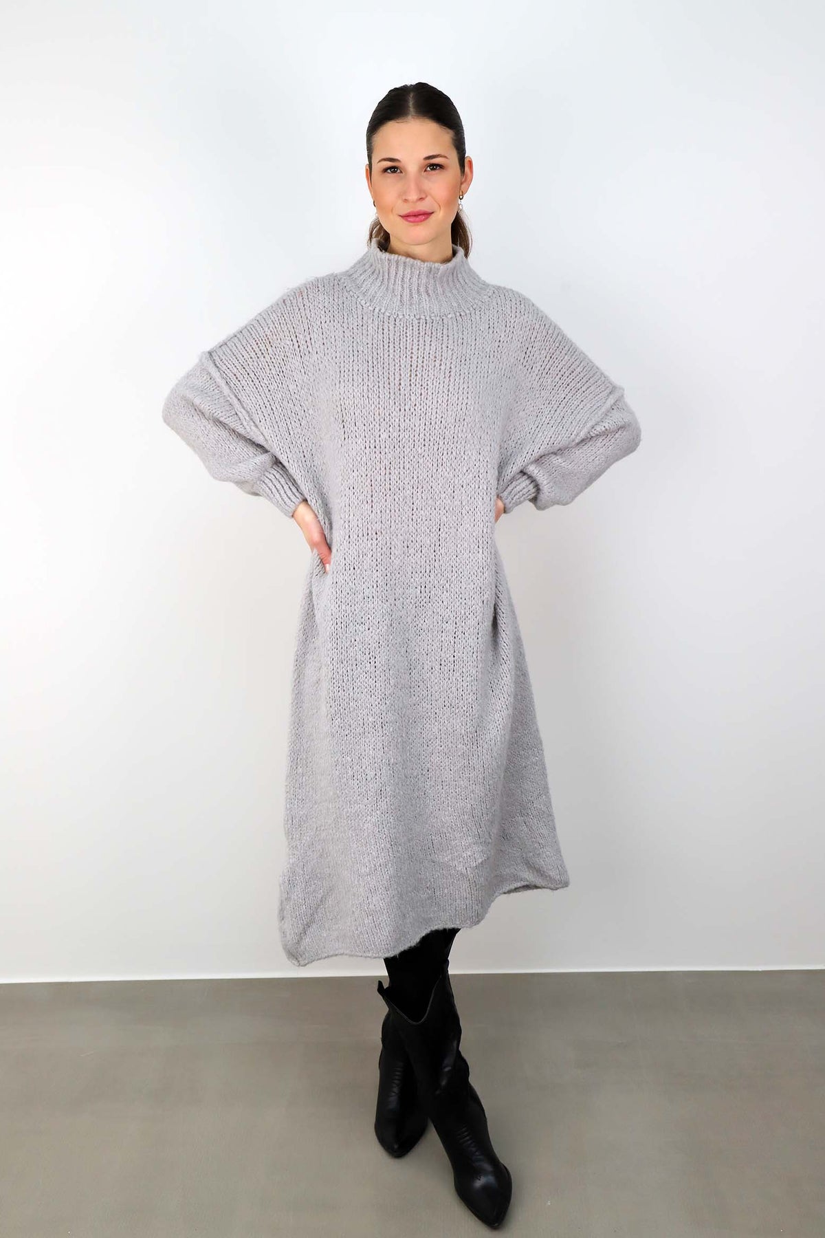 Strickkleid "Naht" - Grau