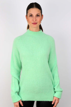 Strickpullover aus Alpaka und Wolle "Design" -  Hellgrün
