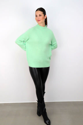 Strickpullover aus Alpaka und Wolle "Design" -  Hellgrün
