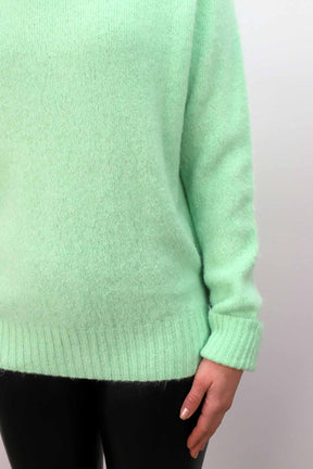 Strickpullover aus Alpaka und Wolle "Design" -  Hellgrün