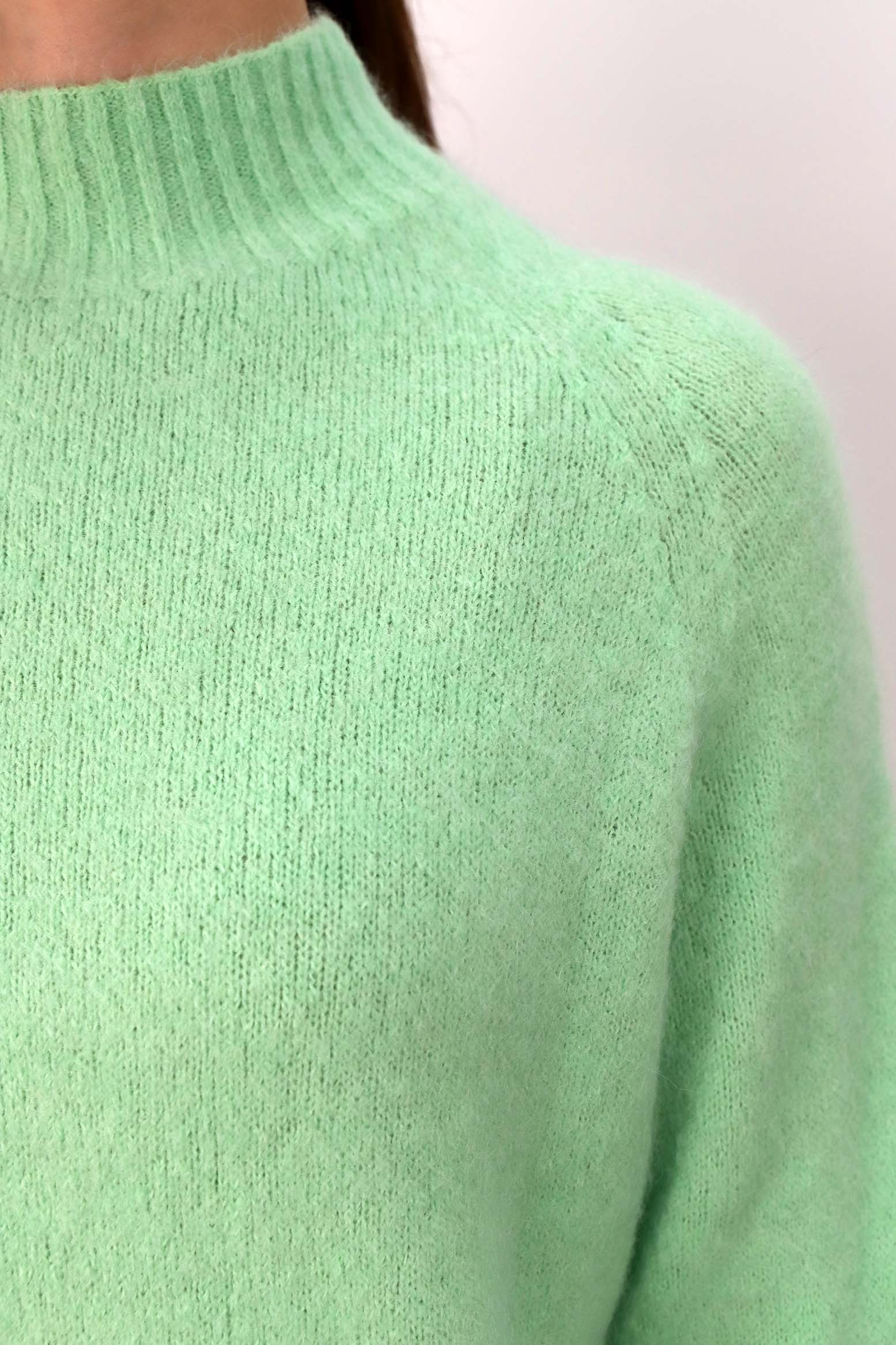 Strickpullover aus Alpaka und Wolle "Design" -  Hellgrün