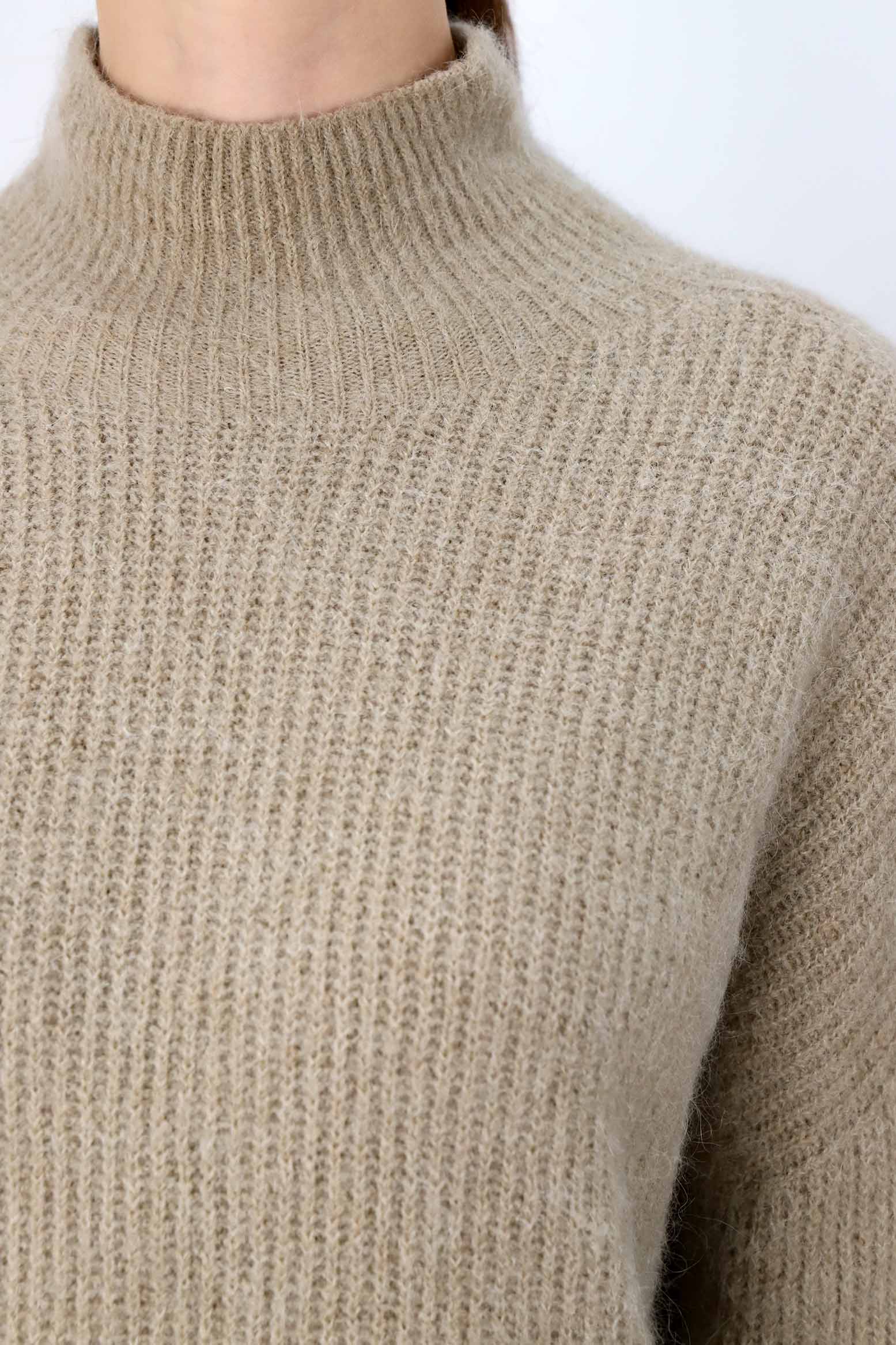 Rippstrick-Pullover aus Alpaka und Wolle - Beige
