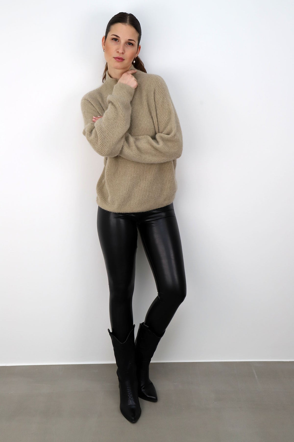 Rippstrick-Pullover aus Alpaka und Wolle - Beige