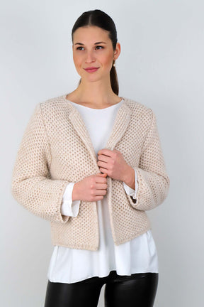 Kurze Strickjacke - Beige