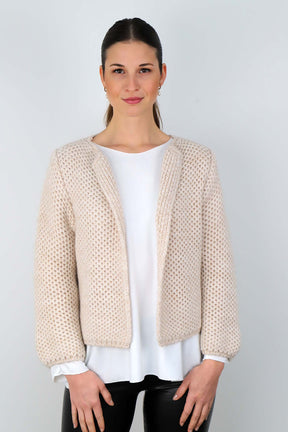 Kurze Strickjacke - Beige