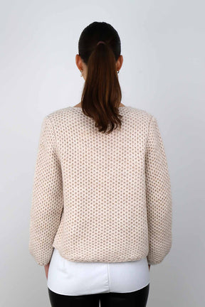 Kurze Strickjacke - Beige