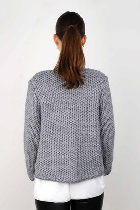 Selected Touch Kurze Strickjacke - Dunkelgrau