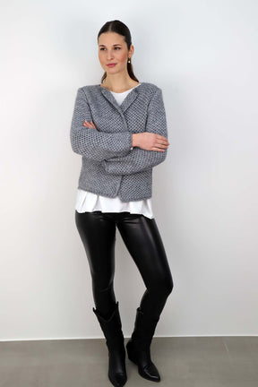 Selected Touch Kurze Strickjacke - Dunkelgrau