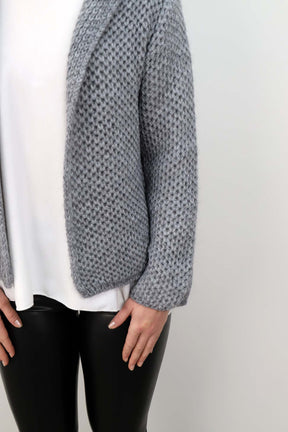 Selected Touch Kurze Strickjacke - Dunkelgrau