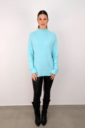 Strickpullover aus Alpaka und Wolle "Design" - Hellblau