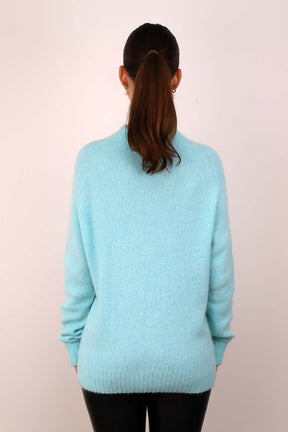 Strickpullover aus Alpaka und Wolle "Design" - Hellblau