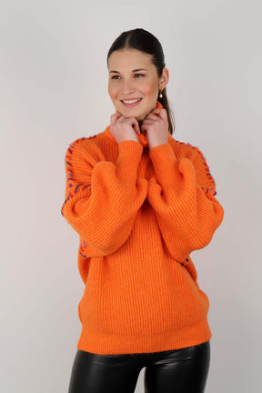 Pullover Rollkragen "Außennaht" - Orange