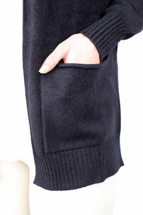 Strickjacke Basic mit Taschen - Schwarz