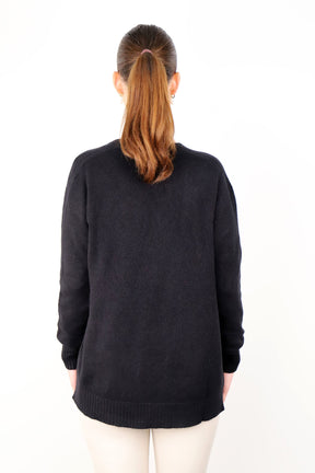 Strickjacke Basic mit Taschen - Schwarz