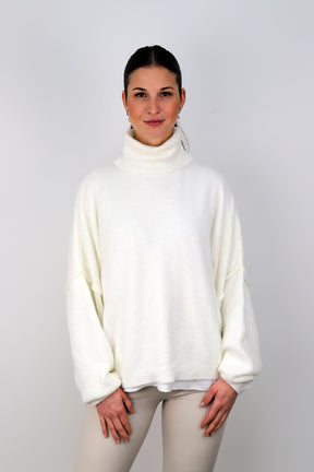 Pullover Rollkragen "Naht" - Wollweiß