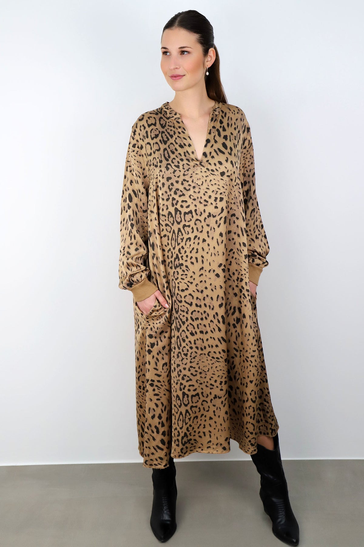 Seiden-Kleid "Leo" - Camel