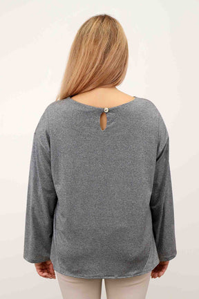 Bluse "Lurex mit Rundhals" - Grau