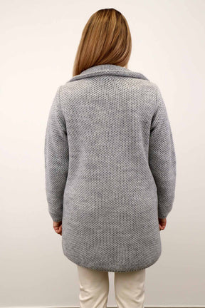 Strickjacke mit Revers Kragen - Grau